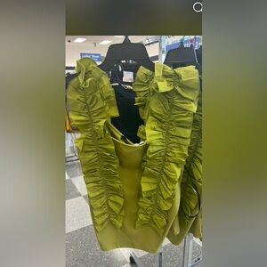 Marc New York Olive Green Ruffled Sleeveless Top